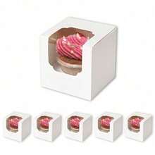 5/20 Pcs Single White Cupcakes Containers Gift Boxes With Window Inserts Handle For Wedding Candy Boxes - Multicolor - View 11