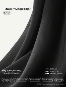 GLOWMODE X Reem Modest TENCEL™ 莫代尔都市甜心领丝滑轻盈吸汗侧开衩中长款长袖圆领日常休闲装 - 黑色 - 查看 5