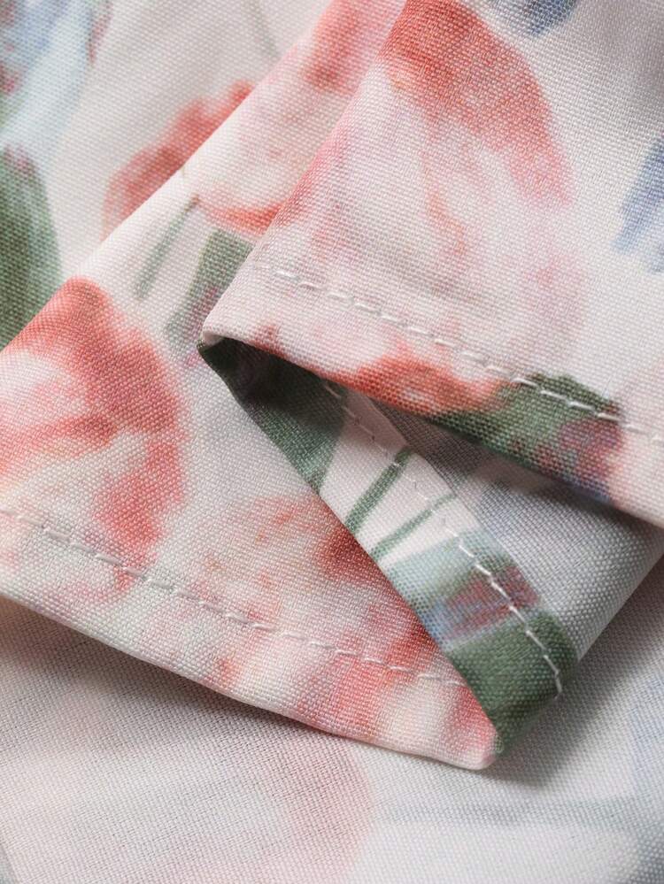 Tween Girls' Solid Color Crew Neck T-Shirt And Printed Elastic Waist Maxi Skirt Set Summer