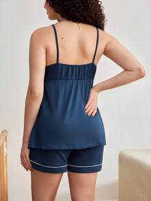 Moonlight&Mama 2pcs Comfortable Casual Maternity & Nursing Homewear Set - Navy Blue - View 2