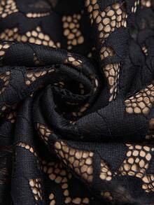 Glamrae 优雅性感黑色蕾丝边收腰塑形假腰带鱼尾侧开衩连衣裙（含可拆卸亮片吊坠），适合约会、婚礼、正式场合、正式晚宴等场合。 - 黑色 - 查看 11