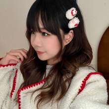 1pc Christmas Plush Animal Hair Clips, Girls Versatile Bangs Side Clips, Elegant Flyaway Hair Pins - Multicolor - View 4