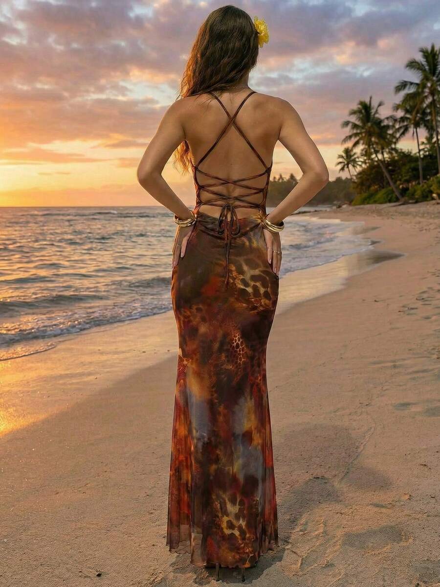 Aloruh Đầm in hoa mới dành cho nữ, gợi cảm và thanh lịch, kiểu dáng cổ điển lãng mạn, thích hợp cho buổi hẹn hò. - Nhiều màu - Xem 1