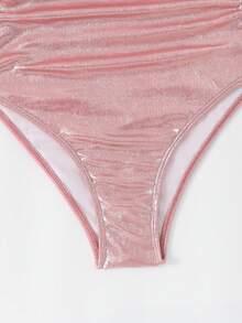 Swim Oasis Bộ 3 món bikini tam giác cao cấp mùa hè mới, chất liệu vải bóng, đính sequin và thêu hoa, có chức năng nâng ngực dành cho nữ. - Hồng - Xem 4