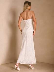 Enchnt 不对称撞色蕾丝修身连衣裙 - 白色 - 查看 6