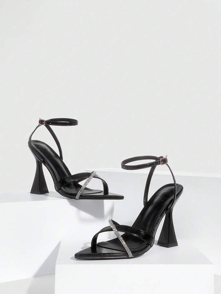 CUCCOO SZL Women's Pointed Toe Buckle Design Everyday Versatile Fashion High Heel Sandals