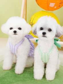 PETSIN 狗狗服装、猫咪服装、动物裙装、宠物春夏新品系列、幼犬连衣裙、公主风百搭连衣裙、条纹印花、小型动物服装、清凉防晒霜 - 彩色 - 查看 16