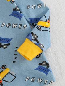 Cozy Pixies 2pcs Baby Boy Cartoon Car Print Soft Knit Crew Neck Long Sleeve Top And Elastic Waist Long Pants Snug Fit Pajama Set - Multicolor - View 5