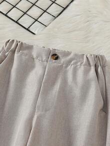 SHEIN 两件套青少年男士绅士西装，包括米色单排扣西装外套+米色西裤，优雅高端正式套装，适合生日派对、舞会、婚礼、毕业典礼等场合。 - 杏色 - 查看 7