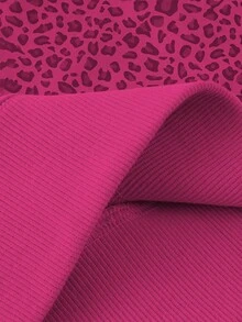 INAWLY 女式豹纹长袖抽绳连帽休闲宽松运动衫套头衫秋季 - 玫紅色 - 查看 4