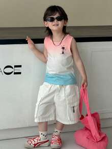 DAZY Young Boy Ombre Palm Tree Print Casual Sleeveless Tank Top - Orange - View 4