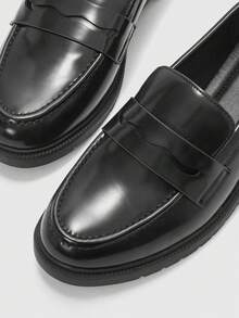 CUCCOO BIZCHIC Ladies Black Glossy Platform Loafers Casual Commuter Style Valentine's Day - Black 1 - View 7