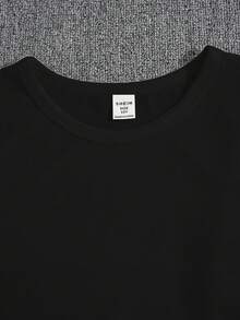 男童纯黑色针织无袖背心，适合夏季穿着 - 黑色 - 查看 3