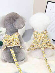 PETSIN 宠物胸背裙，猫咪牵引带，动物项圈套装，宠物用品绑带裙，狗狗散步公主裙，宠物胸背裙+绳子 - 彩色 - 查看 3