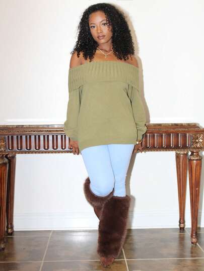 Steph T 休闲露肩女式纯色长袖毛衣、露肩毛衣、毛衣、秋季毛衣、秋季女式毛衣、女式毛衣、秋季毛衣、秋季服装、外出、