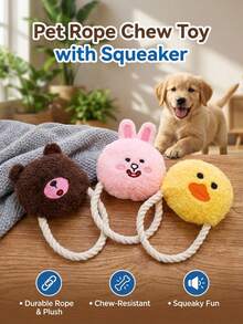 PETSIN 新款狗狗玩具绳索发声毛绒宠物玩具仿真寿司互动宠物用品摄影道具狗狗配件 - 彩色 - 查看 4