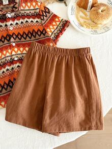 LMoss Kids 男童针织条纹衬衫和纯色梭织短裤两件套 - 彩色 - 查看 6