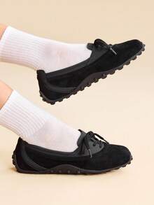 CUCCOO EASI 女士系带休闲平底鞋，适合日常穿着 - 黑色 - 查看 1