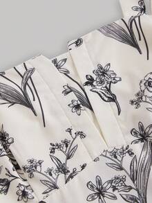 SHEIN MOD Váy dài quai mảnh in hoa cổ điển cỡ lớn, mùa hè - Màu be - Xem 3