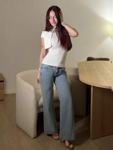 Abrilcols Elegant Asymmetric Neck Tie Shoulder Women Top, Suitable For Casual Dating, Nightclub Party, Daily, Fall - White - View 1