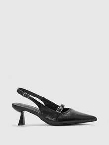 CUCCOO BIZCHIC Vintage Black Pointed Toe Sandals, Women's Fashion Hollow-Out Strap High Heel Shoes, Suitable For Commuting - Black - View 2