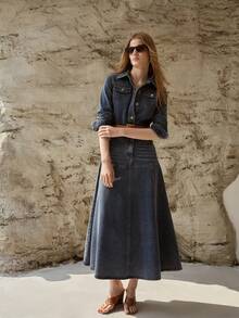 MOTF PREMIUM WASHED FLOWY HEM DENIM SHIRT DRESS, SPRING/SUMMER - Blue - View 5