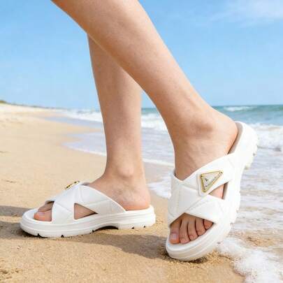 Sandalias de verano para mujeres - estilo coreano, chanclas de plataforma minimalista, suela suave Eva antideslizante