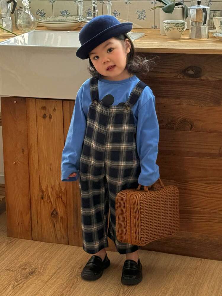 Baby Girl Plaid Jumpsuit, Korean Style Casual Bib Pants, Summer New Fashion