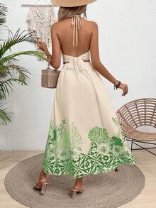 Breezaya Bộ đồ hai mảnh gồm áo hai dây in hoa và chân váy quấn. - Màu xanh Bạc hà - Xem 2