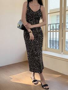 DAZY Women's Fashionable Sequin Strap Dress, Summer,Valentine Outfits For Women Sundress - Black - View 5