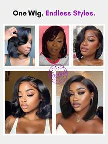 ALL READY WIG Bye Bye Knots 7x5 Lace Closure Side Part Layered Bob Glueless Wig With Side Swept Bangs With Invisible Drawstring Natural Hairline Pre Cut Pre Pluck Pre Bleached Tangle-Free Transparent Lace 100% Human Hair Beginner Friendly - SNatural - View 4