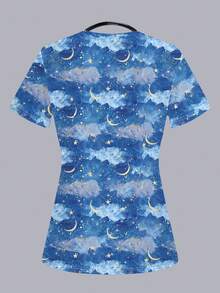 TaskEZ 女士星空蓝手术服上衣 - 彩色 - 查看 2
