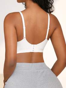 NudeFit Solid Contrast Mesh Wireless Bra - White - View 2
