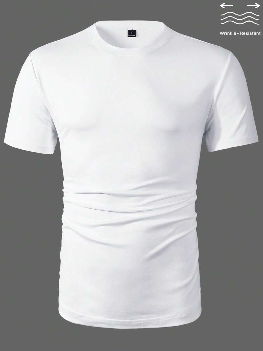 HUEFORM Men's Basic ST-Shirt, Suitable For Casual Wear At Home Or Outdoor Matching Slim Fit T Shirt,Wrinkle-Resistant Fabrics Quickly Regain Their Smoothness After Wearing Or Washing, Reducing The Need For Manual Ironing. - White - View 1
