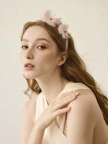 MOTF PREMIUM BIG PINK FLOWER MESH HEADBAND - Baby Pink - View 6