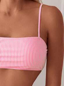 Swim Mod Bộ bikini hai mảnh nữ kiểu dáng thường ngày, gợi cảm, họa tiết sọc ngẫu nhiên, gồm áo quây và quần cạp cao, thích hợp cho mùa xuân/hè. - Nhiều màu - Xem 3