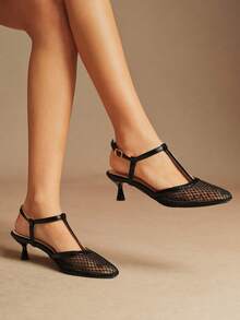 Rosivie Women's Buckle Design Elegant High Heels For Daily Wear - Black - View 5