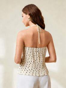 Uhlyne Uhlyne Đầm nữ mùa hè mới màu be & đen chấm bi: Thiết kế xếp ly + họa tiết hoa 3D. - trắng - Xem 2