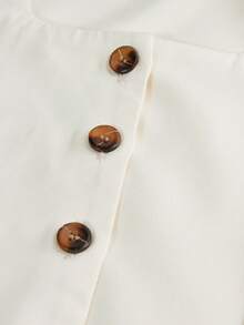 Firerie Kids Tween Girls' Casual Elegant Commute Street Fashion Jacquard Striped Button-Front Sleeveless Vest Top And Straight Leg Pants Set - Khaki - View 4