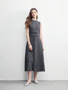 CUCCOO BIZCHIC Giày nữ mùa xuân hè 2026 mới, họa tiết lá cọ, khóa vuông bằng kim loại, mũi nhọn, quai hậu, đế bằng, giày công sở đa năng. - Xám - Xem 6