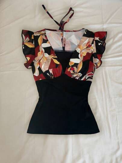 Glimmora Women's Elegant Floral Print Ruffle Hem Camisole Top, Summer