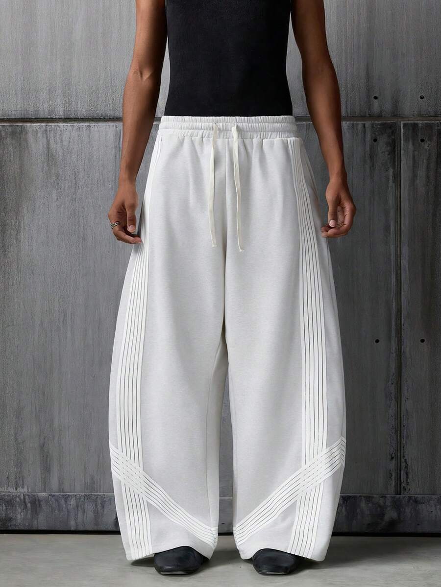 NEON BLANC 男士连帽衫和长裤，运动风格，条纹设计，宽松版型，街头风格。 - 淺灰色 - 查看 1