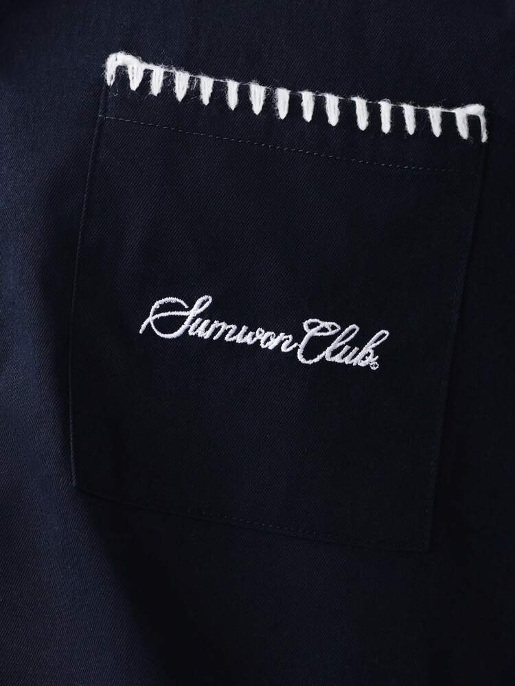 Navy Shirt With Contrast Stitching Details