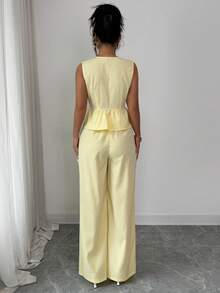 SHEIN Elenzya A Two Pieces Set For Elegant Summer Vacation Woven By Ladies - Yellow - View 2