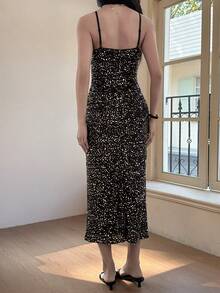DAZY Women's Fashionable Sequin Strap Dress, Summer,Valentine Outfits For Women Sundress - Black - View 3