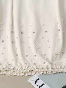 GlowEve 女士优雅串珠钻石荷叶边A字裙 - 杏色 - 查看 5