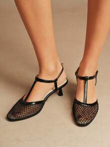 Rosivie Women's Buckle Design Elegant High Heels For Daily Wear - Black - View 3