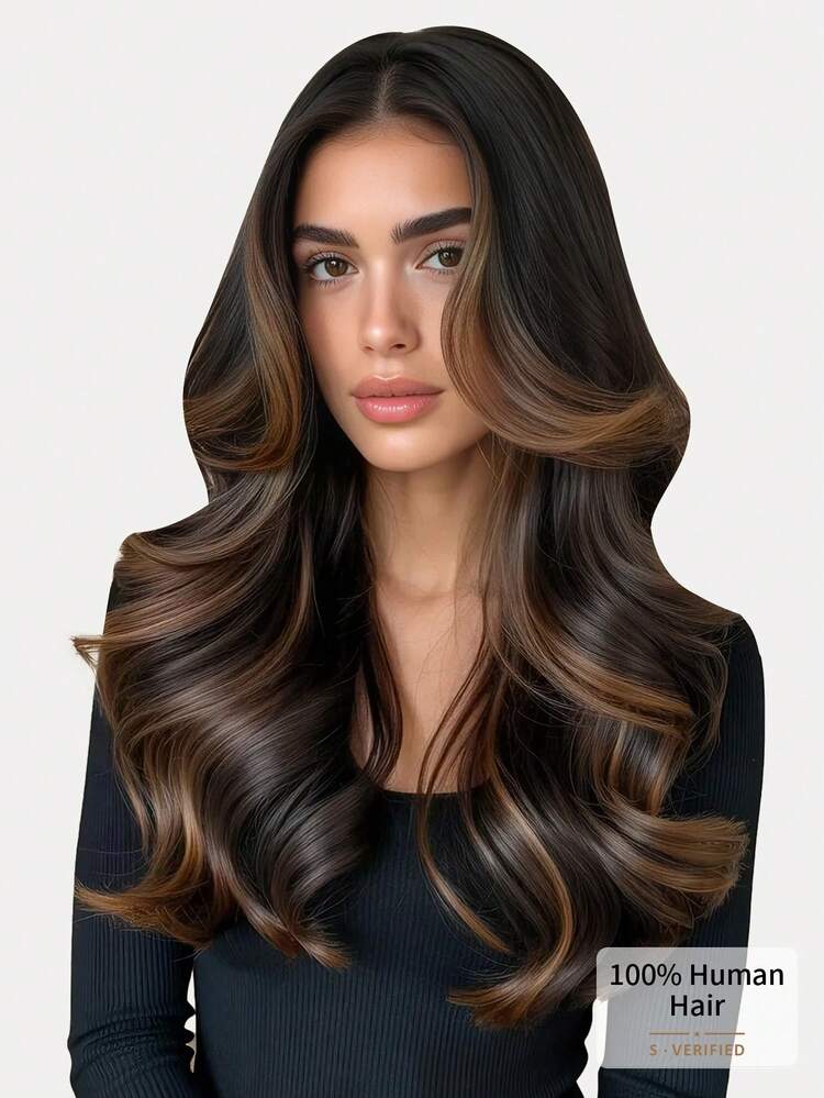60pcs Tape In Hair Extensions Human Hair, #TNC‑PNC/6 Natural Black Highlighted Light Brown Straight Remy Hair, 14‑22 Inch, Silky Seamless Invisible Thick‑Ended Hair, Ideal For Thin Hair Volume Boost, Professional Salon Daily Styling For Women & Girls - STNC-PNC/6 - View 9