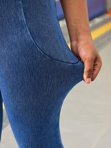 Tween Girls' Casual Elastic Waist Flare Leg Jeans - Medium Wash - View 2