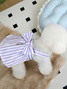 PETSIN 狗狗服装、猫咪服装、动物裙装、宠物春夏新品系列、幼犬连衣裙、公主风百搭连衣裙、条纹印花、小型动物服装、清凉防晒霜 - 彩色 - 查看 15